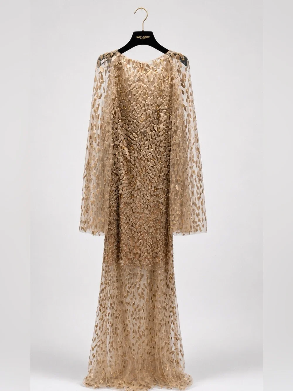 Jenny Packham sequined tulle caped gown